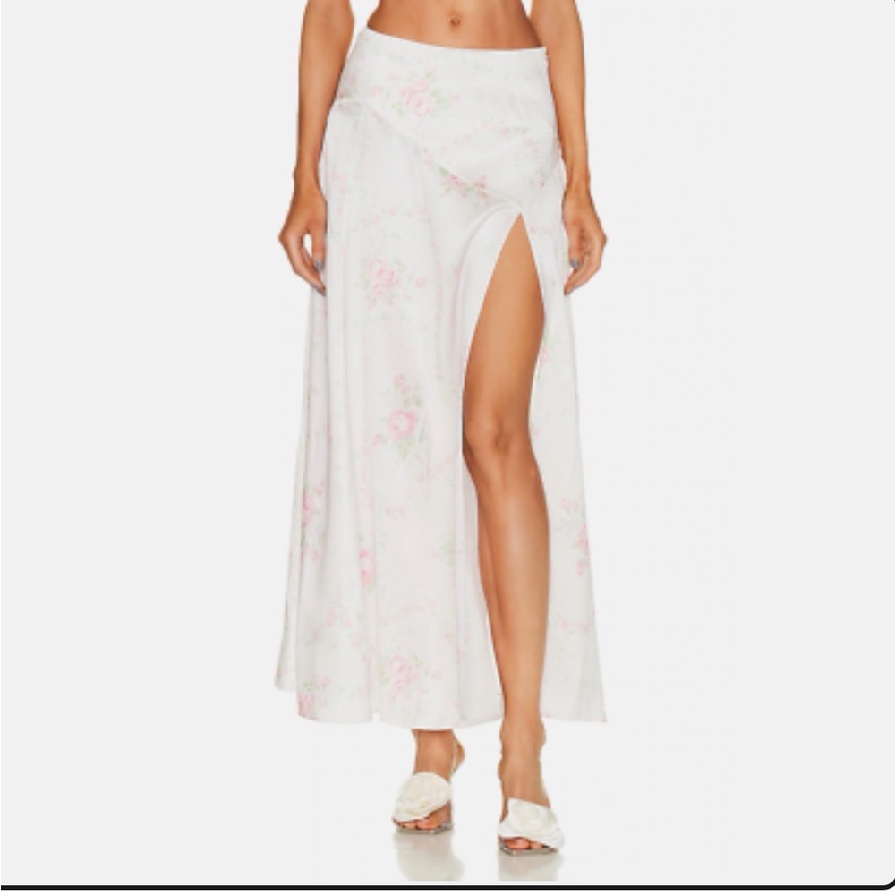 LoveShackFancy ‘Ziggy’ Pale Pink Floral Satin Slip Dress